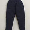 BUMZEE Navy & White Boys Full Sleeves Cotton Formal Set With Attached Waistcoat