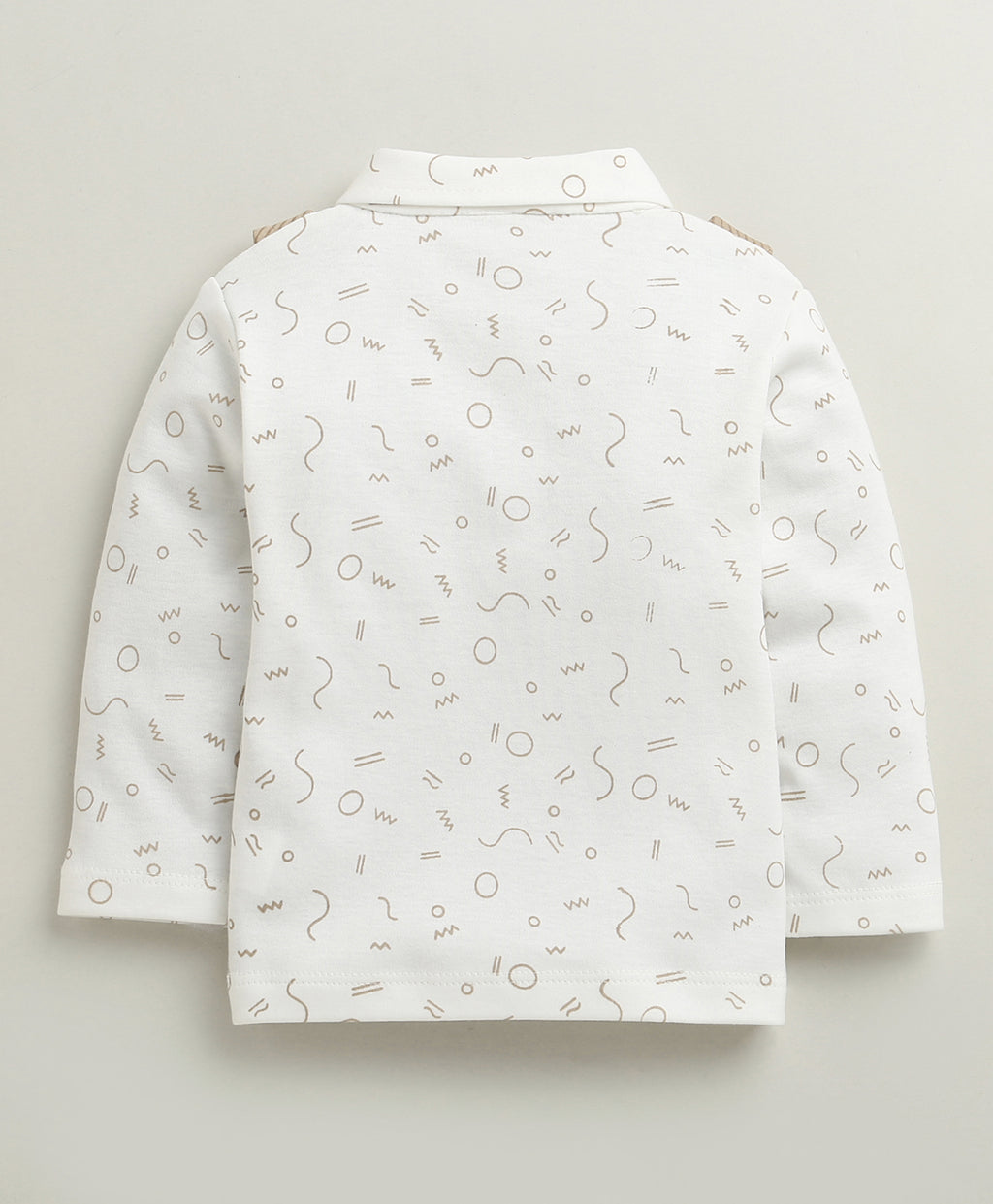 Bumzee Brown & White Graphic Print Formal Set, Full Sleeves, 100% Cotton