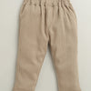 BUMZEE Brown & White Boys Full Sleeves Cotton Formal Set With Attached Waistcoat