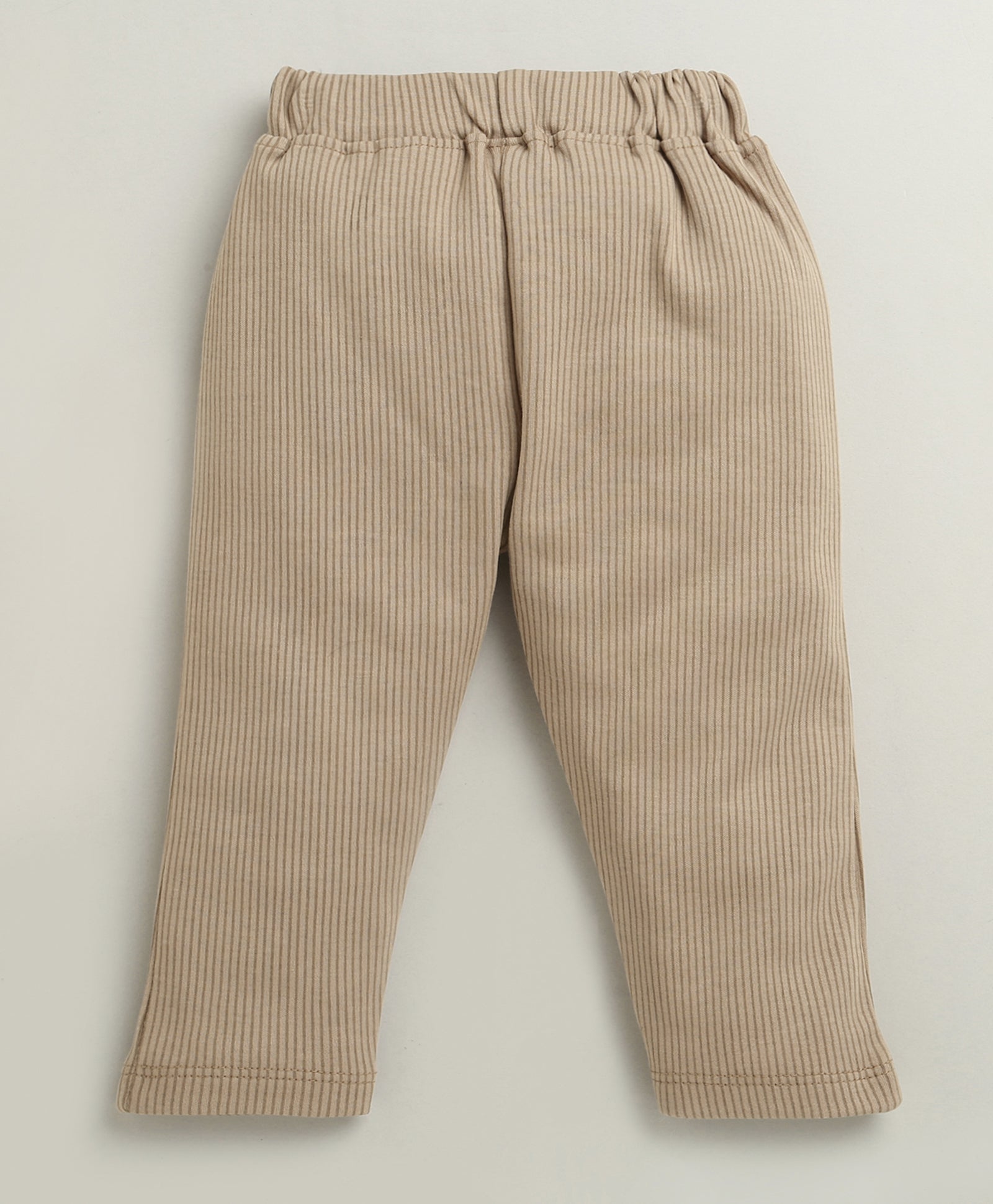 BUMZEE Brown & White Boys Full Sleeves Cotton Formal Set With Attached Waistcoat