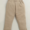 BUMZEE Brown & White Boys Full Sleeves Cotton Formal Set With Attached Waistcoat