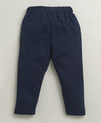 Bumzee Navy & White Graphic Print Formal Set, Full Sleeves, 100% Cotton, with Waistcoat (Style Peb10773)