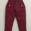 BUMZEE Maroon & White Boys Full Sleeves Cotton Formal Set With Attached Waistcoat