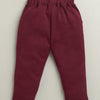BUMZEE Maroon & White Boys Full Sleeves Cotton Formal Set With Attached Waistcoat