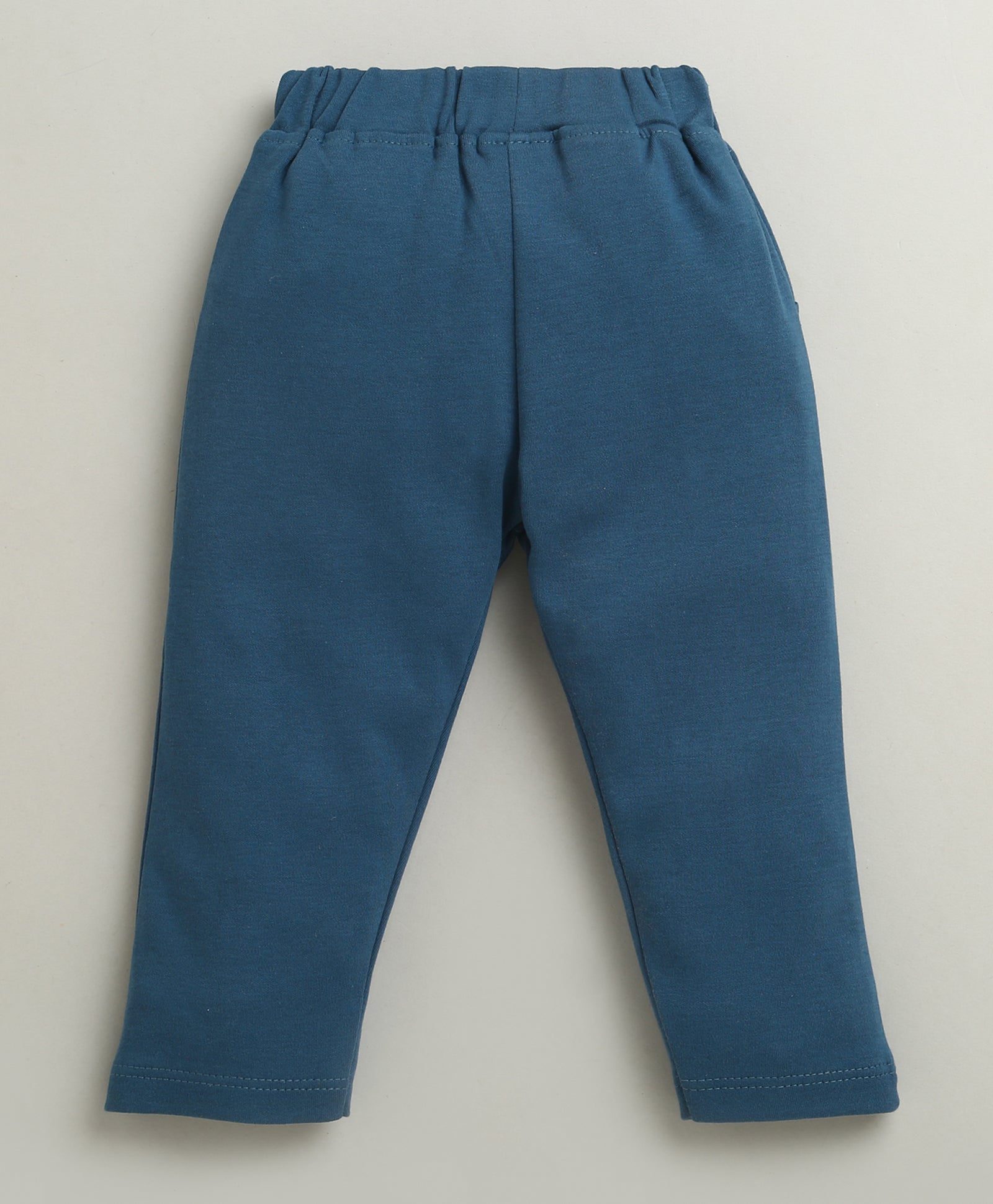 BUMZEE Teal Blue & White Boys Full Sleeves Cotton Formal Set With Attached Waistcoat
