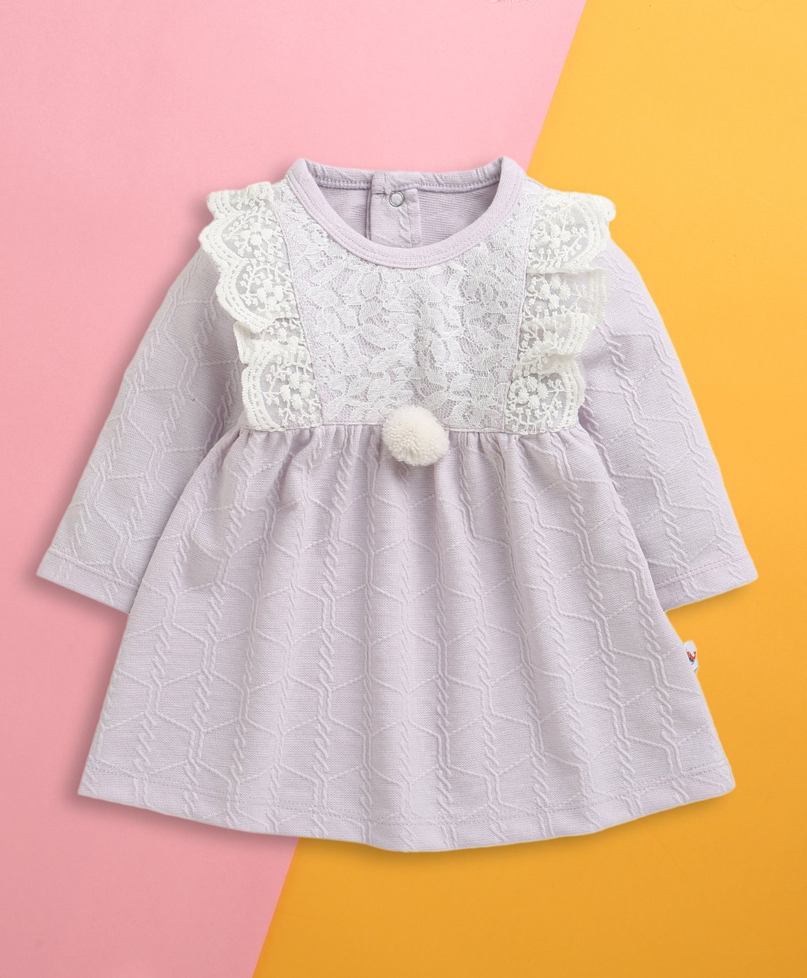 Lavender Girls Full Sleeves Cotton Frock / Dress