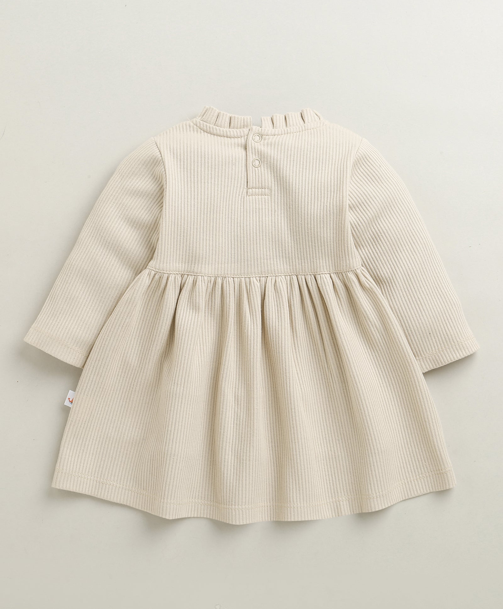 Beige Girls Full Sleeves Cotton Frock / Dress