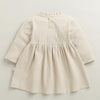 Beige Girls Full Sleeves Cotton Frock / Dress
