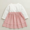 Onion Pink & White Girls Full Sleeves Cotton Frock / Dress