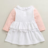 White & Pink Girls Full Sleeves Cotton Frock / Dress