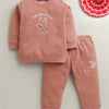Brick Red Girls Full Sleeves Cotton Blend Winter Set