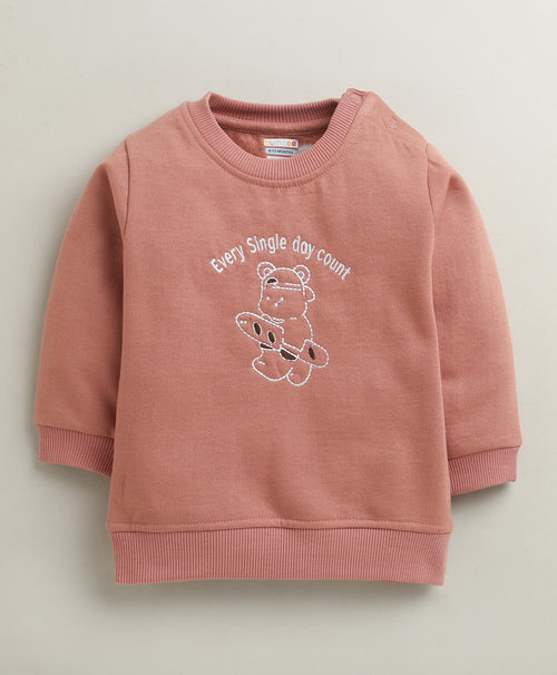 Brick Red Girls Full Sleeves Cotton Blend Winter Set