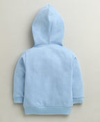 Bumzee Sky Blue Embroidered Winter Set, Full Sleeves, Cotton Blend