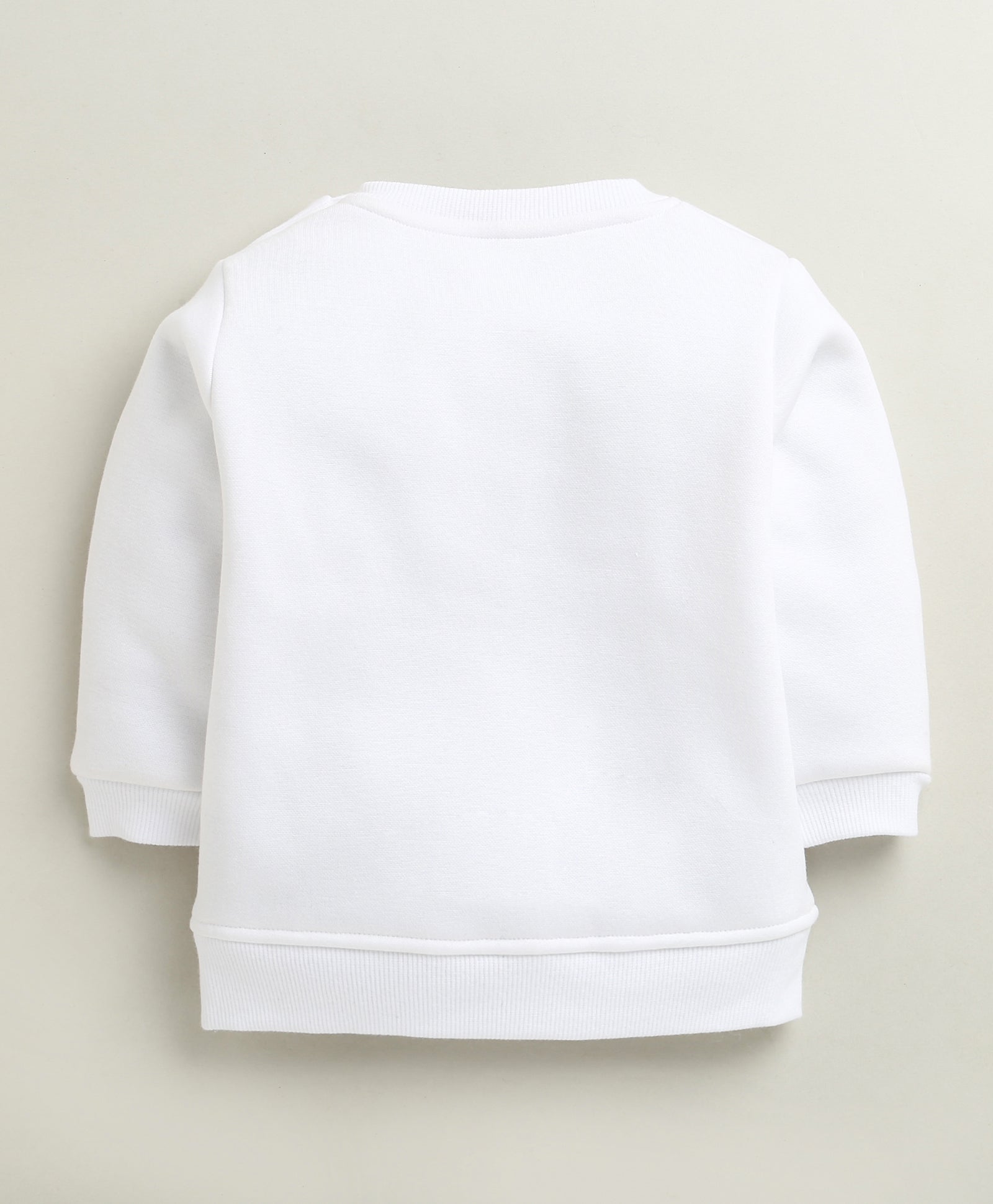 White & Peach Girls Full Sleeves Cotton Blend Winter Set