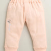 White & Peach Girls Full Sleeves Cotton Blend Winter Set