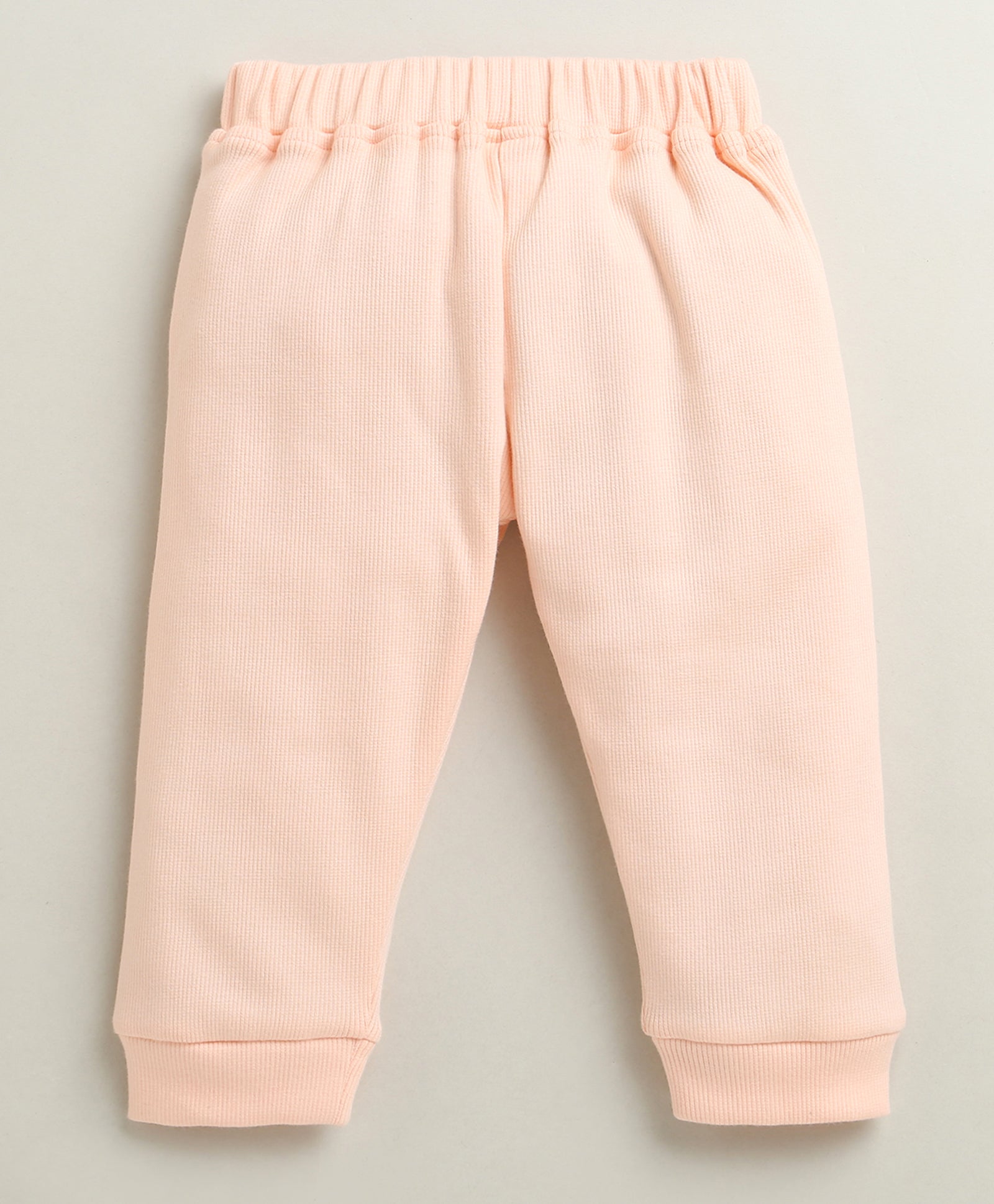 White & Peach Girls Full Sleeves Cotton Blend Winter Set