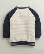 Bumzee Navy & Beige Embroidered Winter Set, Full Sleeves, Cotton Blend
