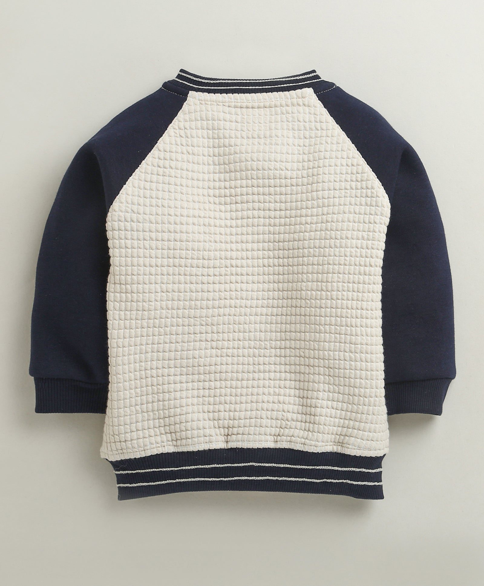 Navy & Beige Boys Full Sleeves Cotton Blend Winter Set