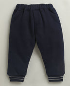 Bumzee Navy & Beige Embroidered Winter Set, Full Sleeves, Cotton Blend