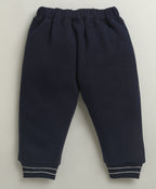 Bumzee Navy & Beige Embroidered Winter Set, Full Sleeves, Cotton Blend