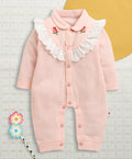 Bumzee Pink Embroidered Sleepsuit, Full Sleeves, 100% Cotton