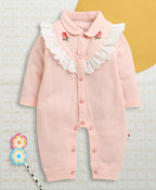 Bumzee Pink Embroidered Sleepsuit, Full Sleeves, 100% Cotton