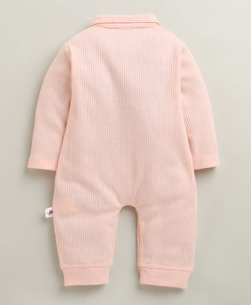 Bumzee Pink Embroidered Sleepsuit, Full Sleeves, 100% Cotton