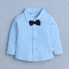 BUMZEE Sky Blue & Navy Boys Full Sleeves Shirt Waistcoat & Pant Set With Applique Bow