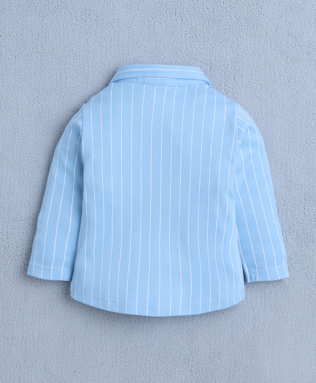 Bumzee Sky Blue & Navy Striped Formal Set, Full Sleeves, 100% Cotton