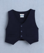 Bumzee Sky Blue & Navy Striped Formal Set, Full Sleeves, 100% Cotton