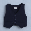 BUMZEE Sky Blue & Navy Boys Full Sleeves Shirt Waistcoat & Pant Set With Applique Bow