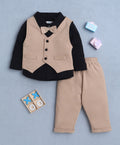 Bumzee Black & Beige Formal Set, Full Sleeves, 100% Cotton, with Waistcoat (Style Peb10794)