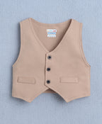 Bumzee Black & Beige Formal Set, Full Sleeves, 100% Cotton, with Waistcoat (Style Peb10794)