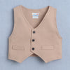 BUMZEE Black & Beige Boys Full Sleeves Shirt Waistcoat & Pant Set With Applique Bow
