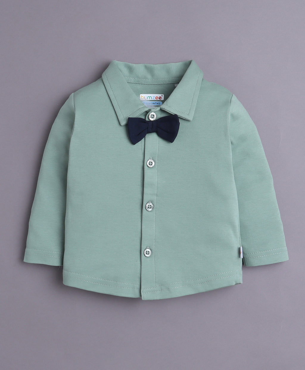 Bumzee Beige & Green Formal Set, Full Sleeves, 100% Cotton