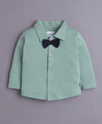 Bumzee Beige & Green Formal Set, Full Sleeves, 100% Cotton