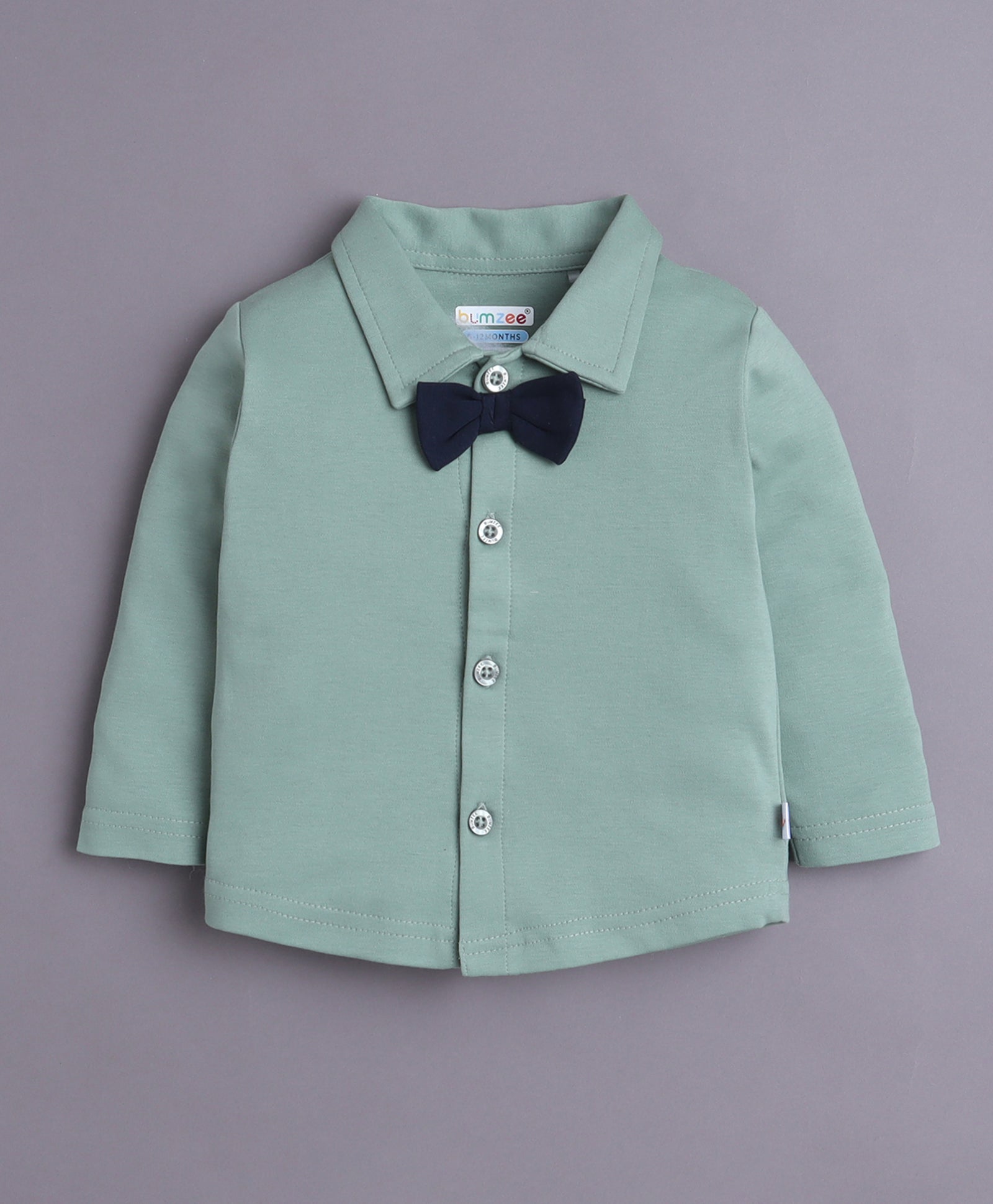 Boys 100% Cotton Solid Formal Set - Beige & Green