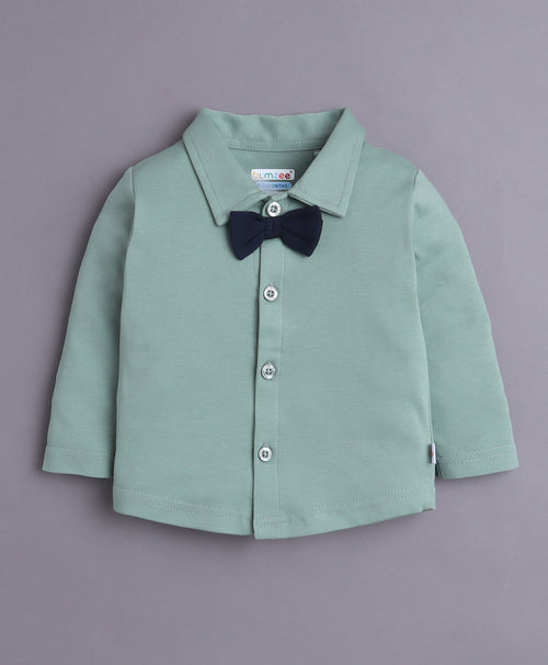 Bumzee Beige & Green Formal Set, Full Sleeves, 100% Cotton