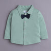 Boys 100% Cotton Solid Formal Set - Beige & Green