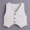 Boys 100% Cotton Solid Formal Set - Beige & Green