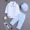 Boys 100% Cotton Floral Bodysuit Set - Powder Blue & White