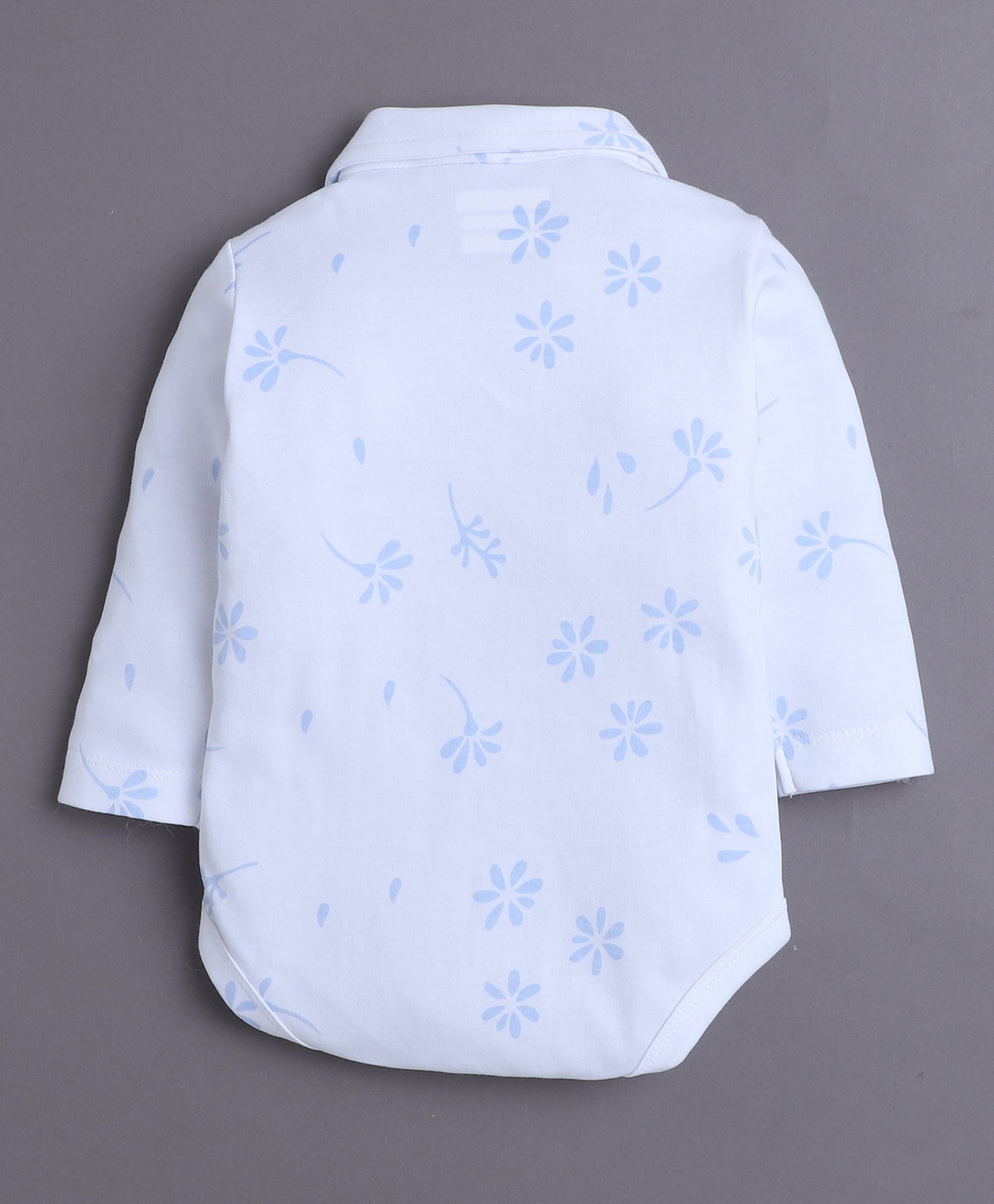 Boys 100% Cotton Floral Bodysuit Set - Powder Blue & White