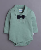 Bumzee Beige & Green Bodysuit Set, Full Sleeves, 100% Cotton