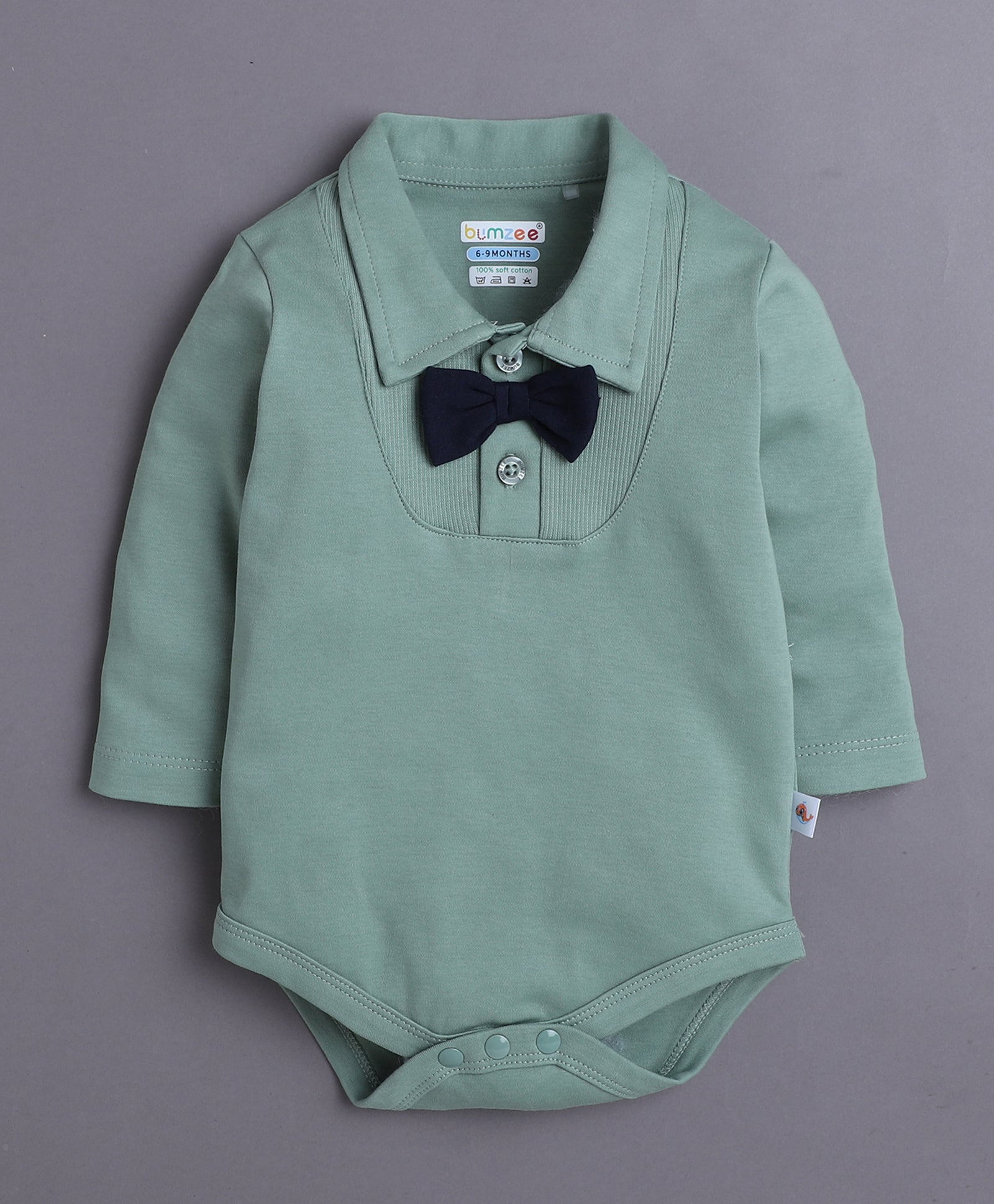 Beige & Green Boys Full Sleeves Bodysuit Pant Set With Suspender & Cap