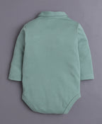 Bumzee Beige & Green Bodysuit Set, Full Sleeves, 100% Cotton