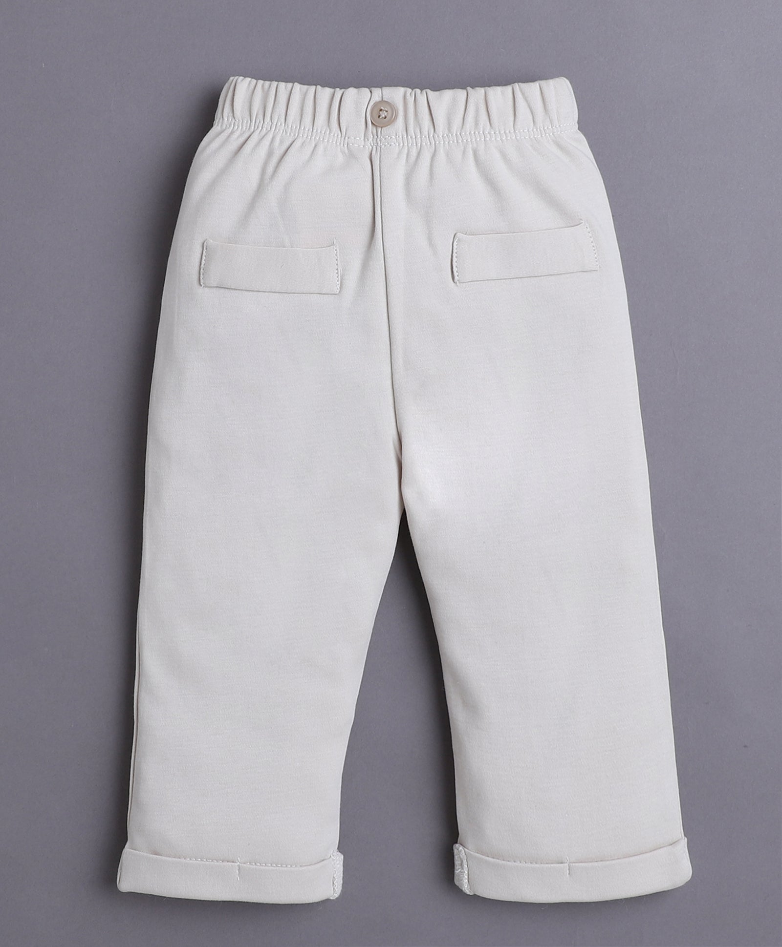 Beige & Green Boys Full Sleeves Bodysuit Pant Set With Suspender & Cap