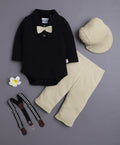 Bumzee Khaki & Black Bodysuit Set, Full Sleeves, 100% Cotton