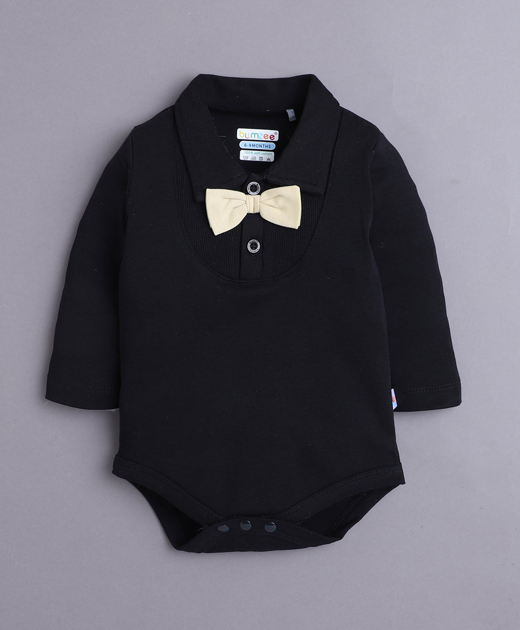 Bumzee Khaki & Black Bodysuit Set, Full Sleeves, 100% Cotton