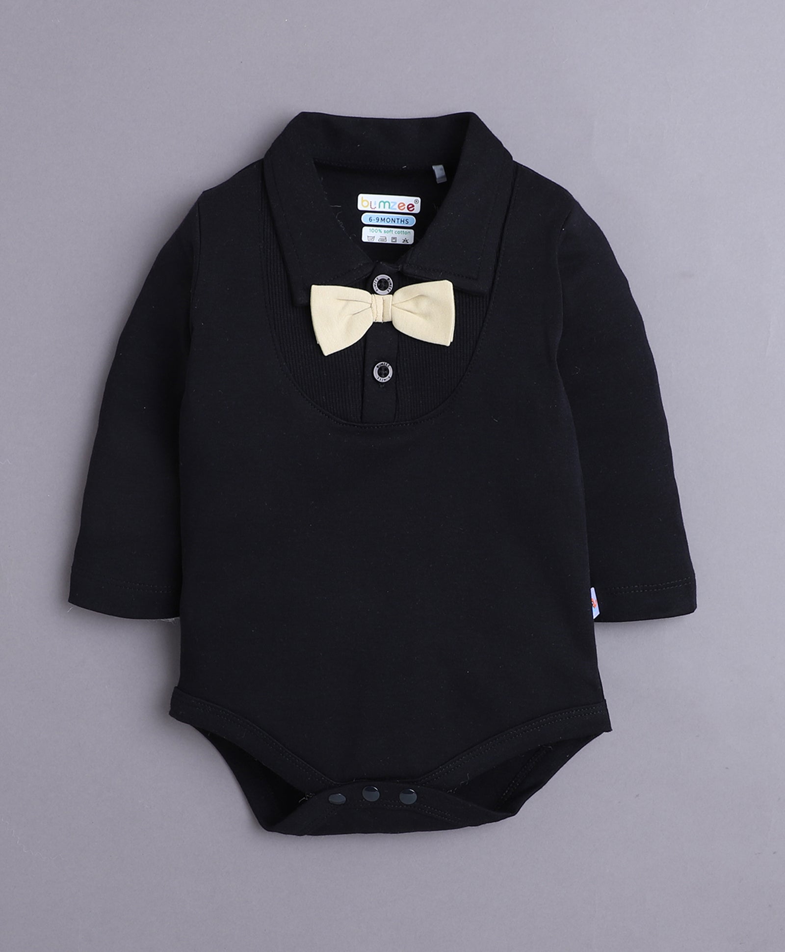 Khaki & Black Boys Full Sleeves Bodysuit Pant Set With Suspender & Cap