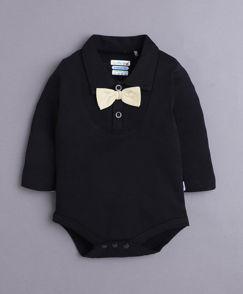 Bumzee Khaki & Black Bodysuit Set, Full Sleeves, 100% Cotton
